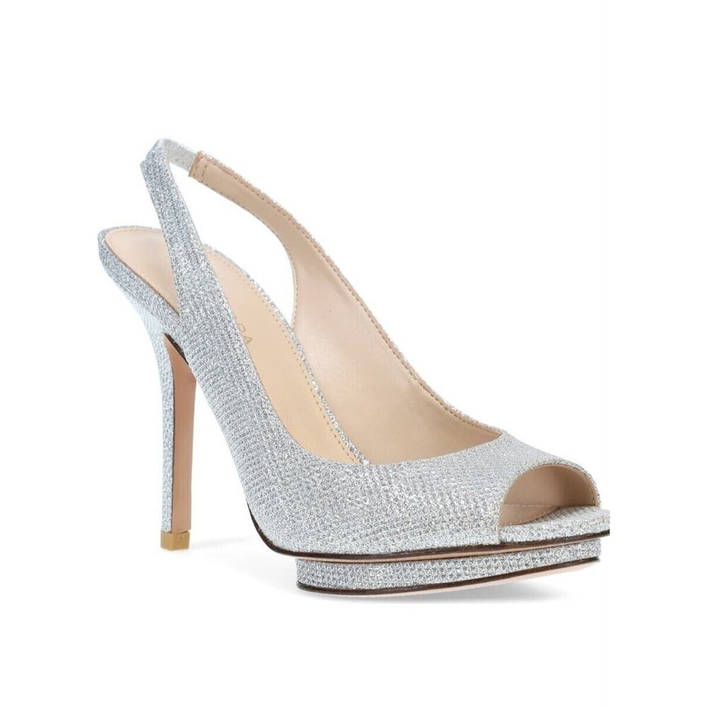 NEW Pelle Moda Rimma  Slingback Metallic Silver Platform Pump SIZE 8.5